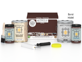 Retique It® Multi-purpose Smooth Finish Kit in Red Mahogany for exterior wood, featuring four large wood finish top coats.