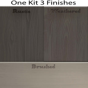 Retique It® countertop kit swatches in Harbor Gray stain, showcasing three finish options for full kitchen countertops.