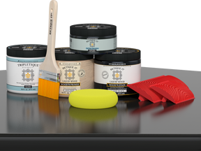 Retique It® Wood'n Kit Medium in Classic Black for interior top coat, shown on a wooden table surface.