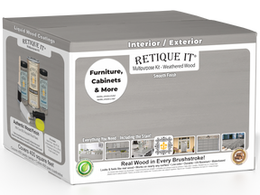 Retique It® Weathered Wood Multi-purpose Smooth Finish Kit (4x Large) exterior top coat with weathered wood look, for wood surfaces.