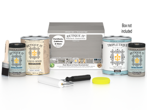 Retique It® Weathered Wood Multi-purpose Smooth Finish Kit with 4 large containers, ideal for interior wood top coating.