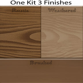 Swatch of Retique It® Wood'n Finish Kit in large Modern Walnut with three different wood finishing shades.