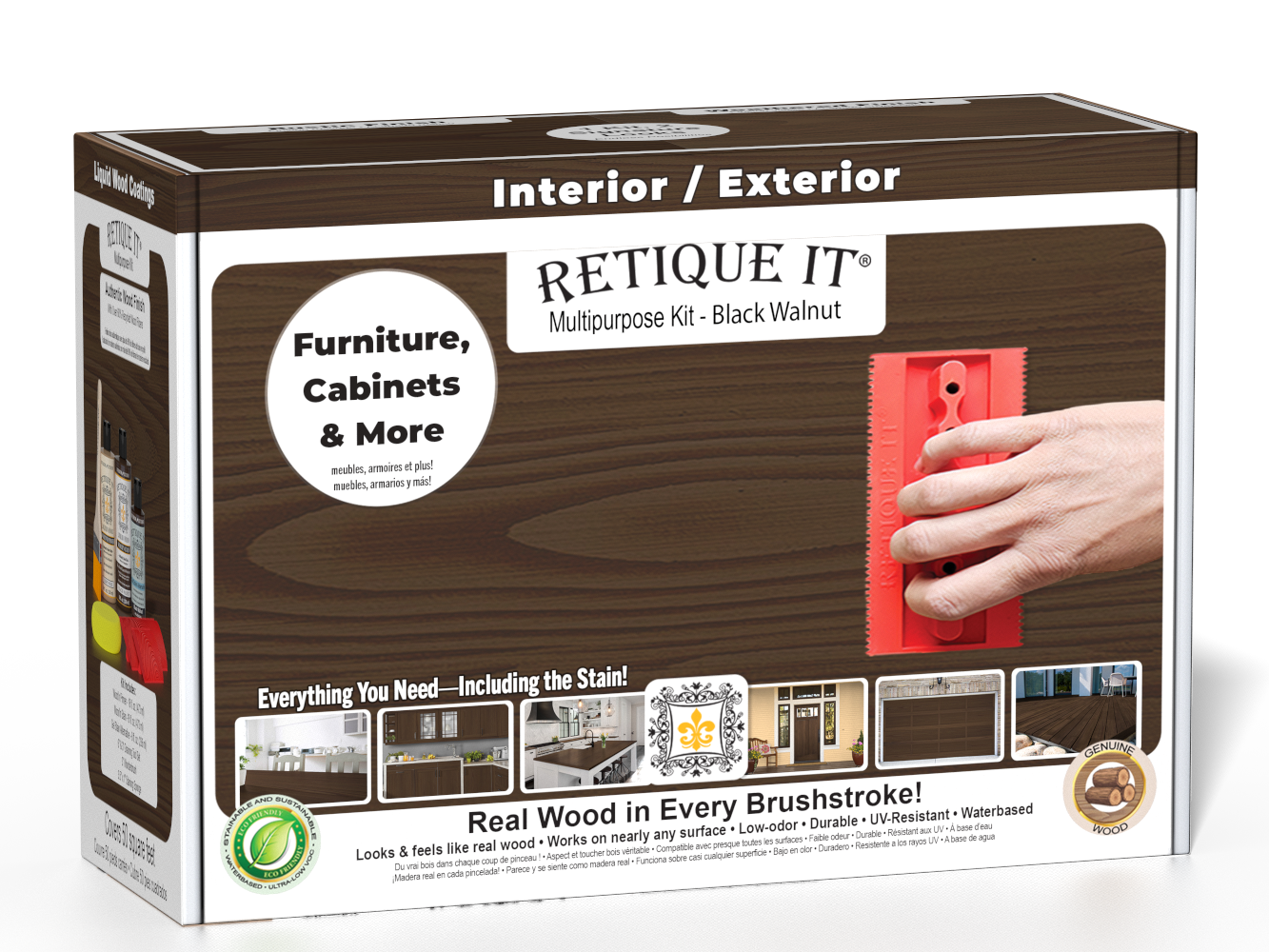 Retique It® Wood'n Kit in Black Walnut finish, featuring a box with wood finish products for multi-purpose wood projects.