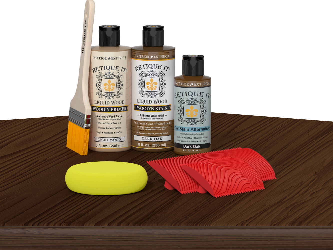 Retique It® Fireplace Mantel Wood'n Finish Kit in Dark Oak stain, showing the wood finish applied to a fireplace mantel.