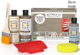 Retique It® Wood'n Finish Kit in Drift Wood showing the multi-purpose kit with wood finish containers and application tools.