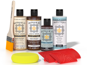 Retique It® Wood'n Kit Java interior top coat with wood finish in a multi-purpose kit, shown in a close-up image.