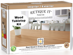 Retique It® Pickled Oak Wood Tabletop Kit box featuring a Pickled Oak wood finish and complete refinishing kit for interior and exterior surfaces.