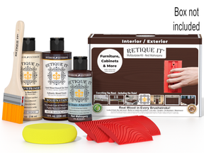 Retique It® Wood'n Kit in Red Mahogany finish, multi-purpose wood finish kit with tools and supplies for wood projects.