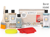 Retique It Wood'n Finish Kit in box containing wood stain and finishing supplies, designed for furniture and wood projects.