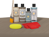 Retique It® Wood'n Kit Weathered Wood interior top coat applied to a table showcasing a weathered wood finish.