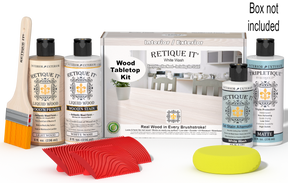 Retique It® Wood'n Finish Kit in White Wash for tabletops, includes stain and applicator for a distressed wood look.