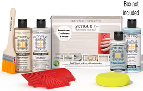 Retique It® Wood'n Kit White Wash interior top coat stain set with brush and applicator for wood finishing projects.