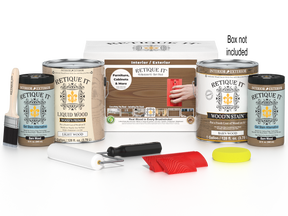 Retique It wood stain and related products on a white background