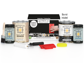 Retique It® Wood'n Kit in classic black with four large containers, designed for versatile wood finishing projects.