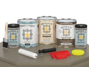 Retique It® Wood'n Kit with driftwood finish, large multi-purpose wood finish kit, includes satin top coat for interior wood projects