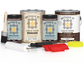 Retique It® Wood'n Kit in Red Mahogany with four large bottles of wood finish for versatile furniture finishing projects