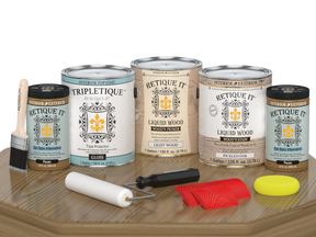 Retique It® Wood'n Kit pickled oak interior top coat with four large finish bottles, gloss wood finish for interior projects.