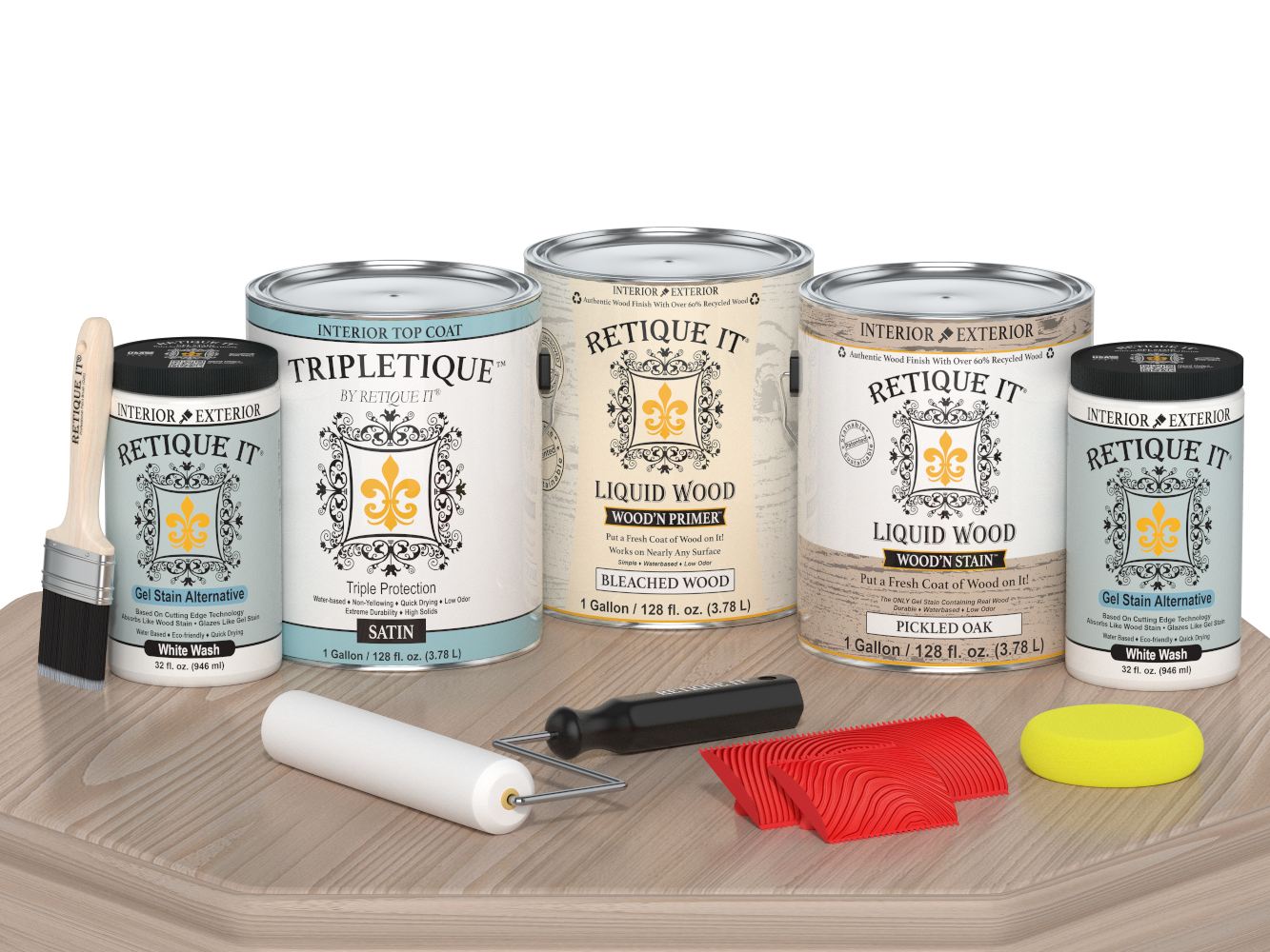 Sun bleached Wood'n Cabinet Kit by Retique It® with 48 grained cabinet doors and satin finish, designed for wood furniture.