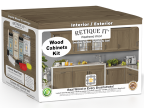 Weathered Wood stained Wood'n Cabinet Kit with 48 grained doors from Retique It® for cabinet renovation and durable wood finish.
