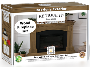 Retique It® Fireplace Wood'n Finish Kit in Modern Walnut, stain set for full fireplace renovation, includes wood stain and finishing supplies.