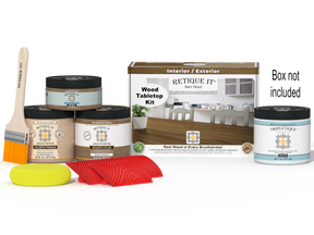 Retique It® Wood'n Finish Kit in Modern Walnut for tabletops, includes stain and finishing supplies for wood furniture.