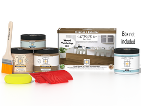 Retique It® Wood'n Finish Kit in modern walnut stain, featuring a double-sized set of wood stains for tabletops and woodworking projects.