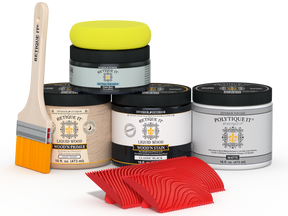 Retique It® Multi-purpose Smooth Finish Kit in Classic Black for exterior wood projects, includes top coat and applicators.