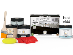 Retique It Wood'n Finish Kit Double Size in Classic Black for tabletops, includes stains and application tools.