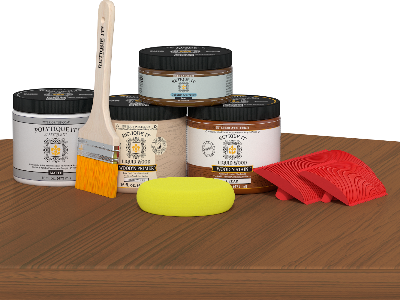 Wood'n Finish Front Door Kit - Cedar — Matte kit contents