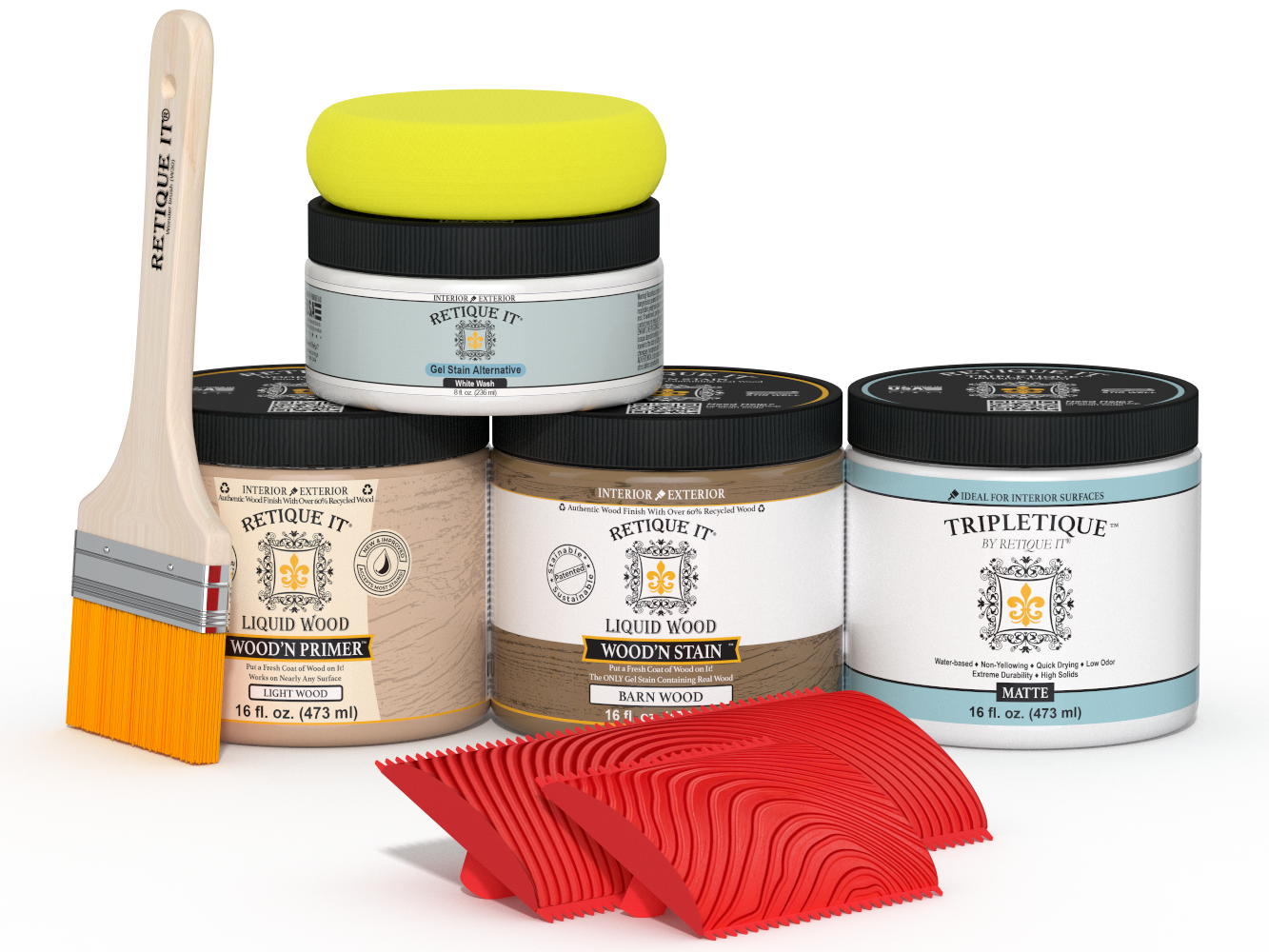 Double size French Oak Wood'n Finish Kit stain by Retique It for wood furniture and surfaces.
