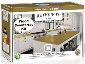 Retique It® Old Oak stain countertop kit for kitchen islands, featuring wood grain finish and easy application.