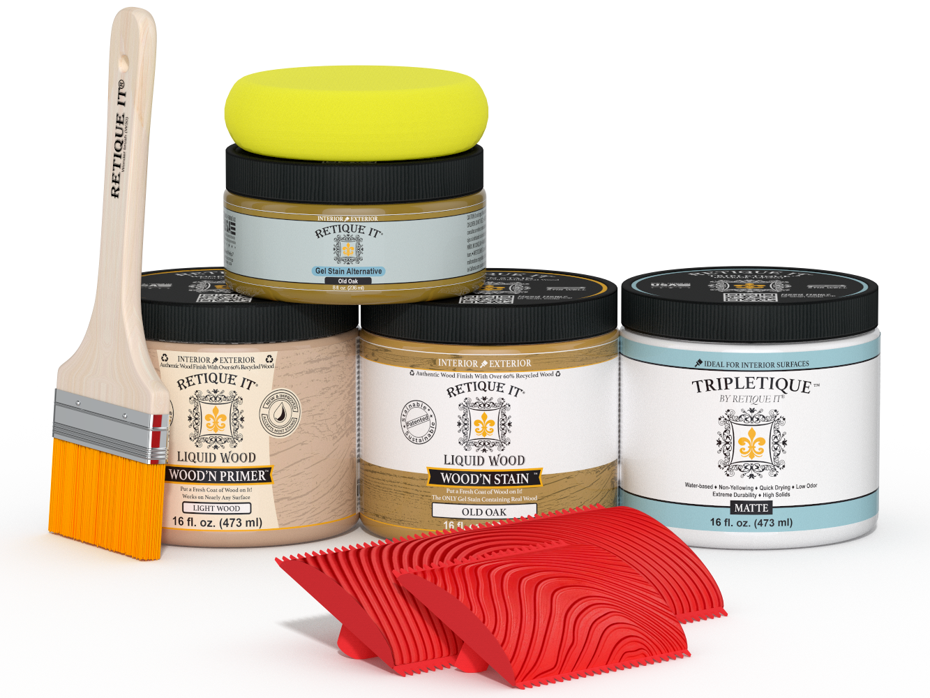 Double size Old Oak wood stain kit by Retique It® for tabletops, featuring natural wood finish and easy application.