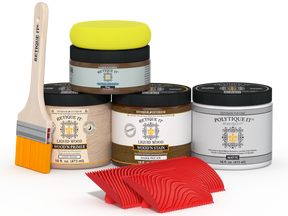 Retique It® Wood'n Kit in Dark Pecan with matte finish, featuring wood top coat and application tools for multi-purpose exterior use.