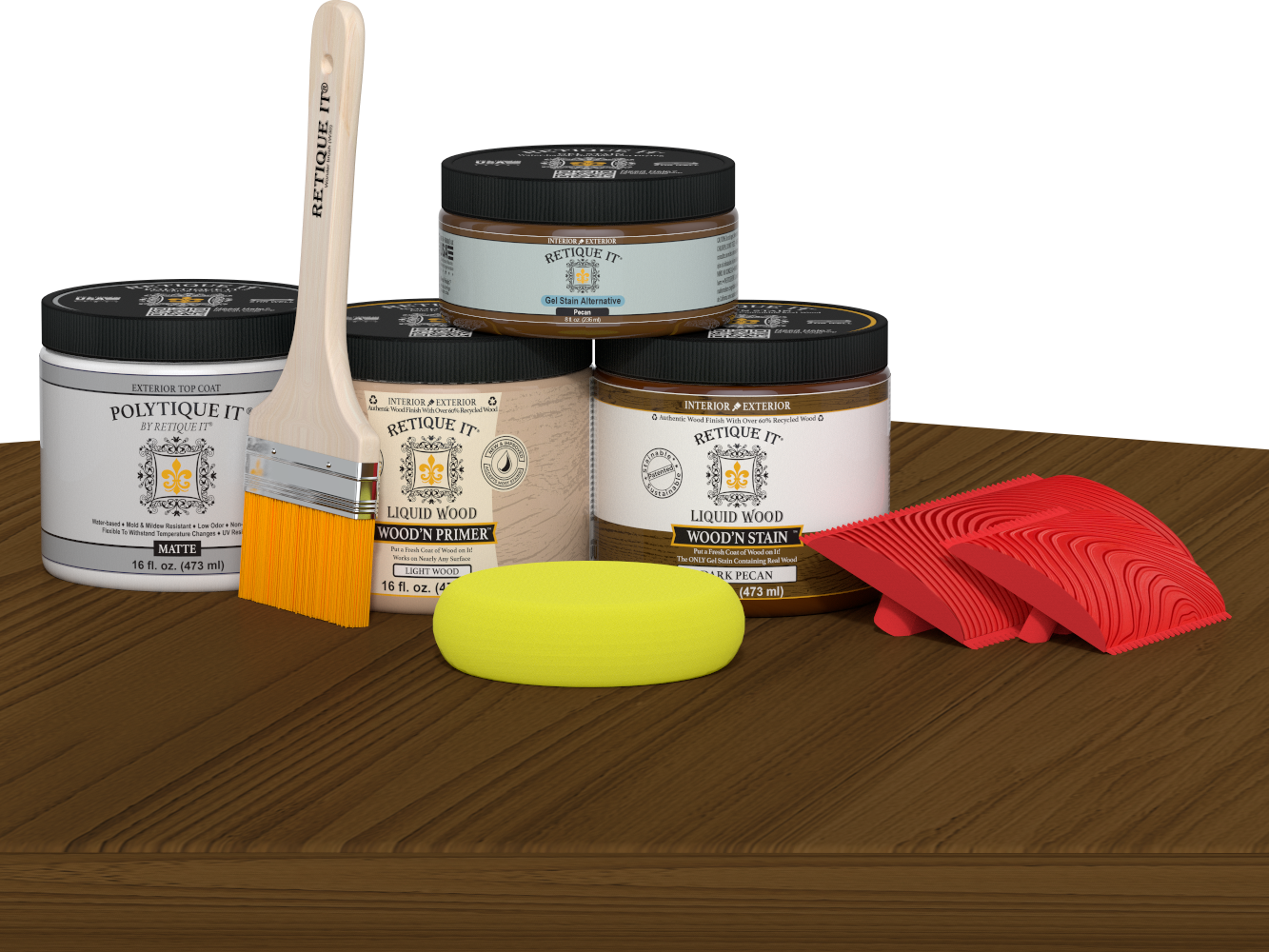 Wood'n Finish Front Door Kit - Dark Pecan — Matte kit contents