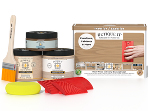 Retique It® Wood'n Finish Kit in Pickled Oak, medium multi-purpose wood finishing kit with brushes and applicators.
