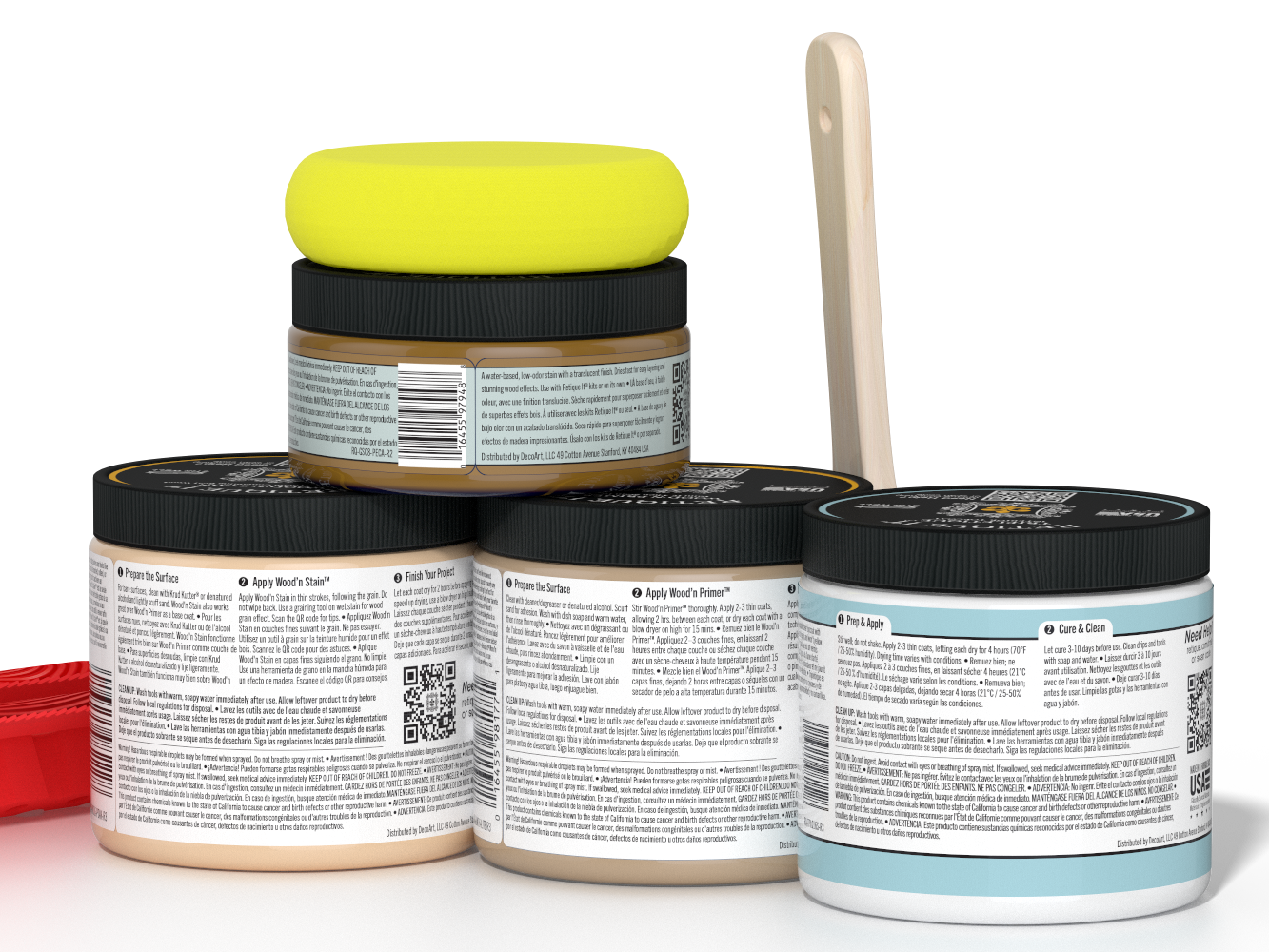 Retique It® Multi-purpose Wood'n Kit in Pickled Oak with interior top coat, showing the back of the kit with wood finish components.