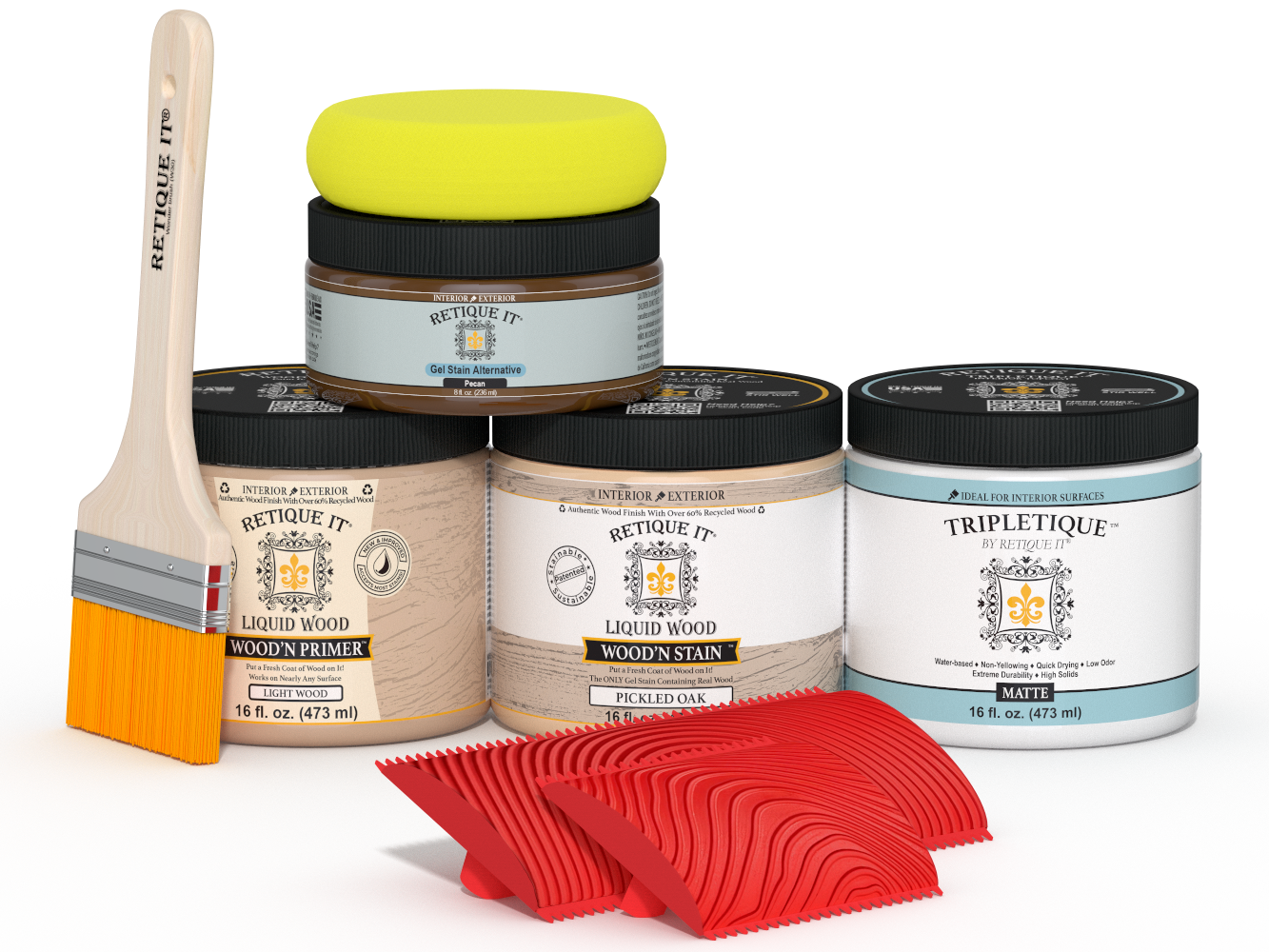 Double-size Pickled Oak Wood'n Finish Kit by Retique It® for wood stains on furniture and home decor projects.