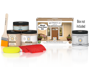 Wood'n Finish Front Door Kit - Pickled Oak — Matte kit contents with door box
