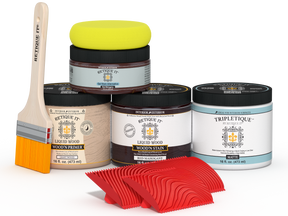 Retique It® red mahogany countertop kit for kitchen islands featuring stain samples and wood finish options.