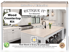 Sun bleached wood countertop kit from Retique It® Wood'n Finish Kits, featuring natural wood grain for kitchen island renovation.