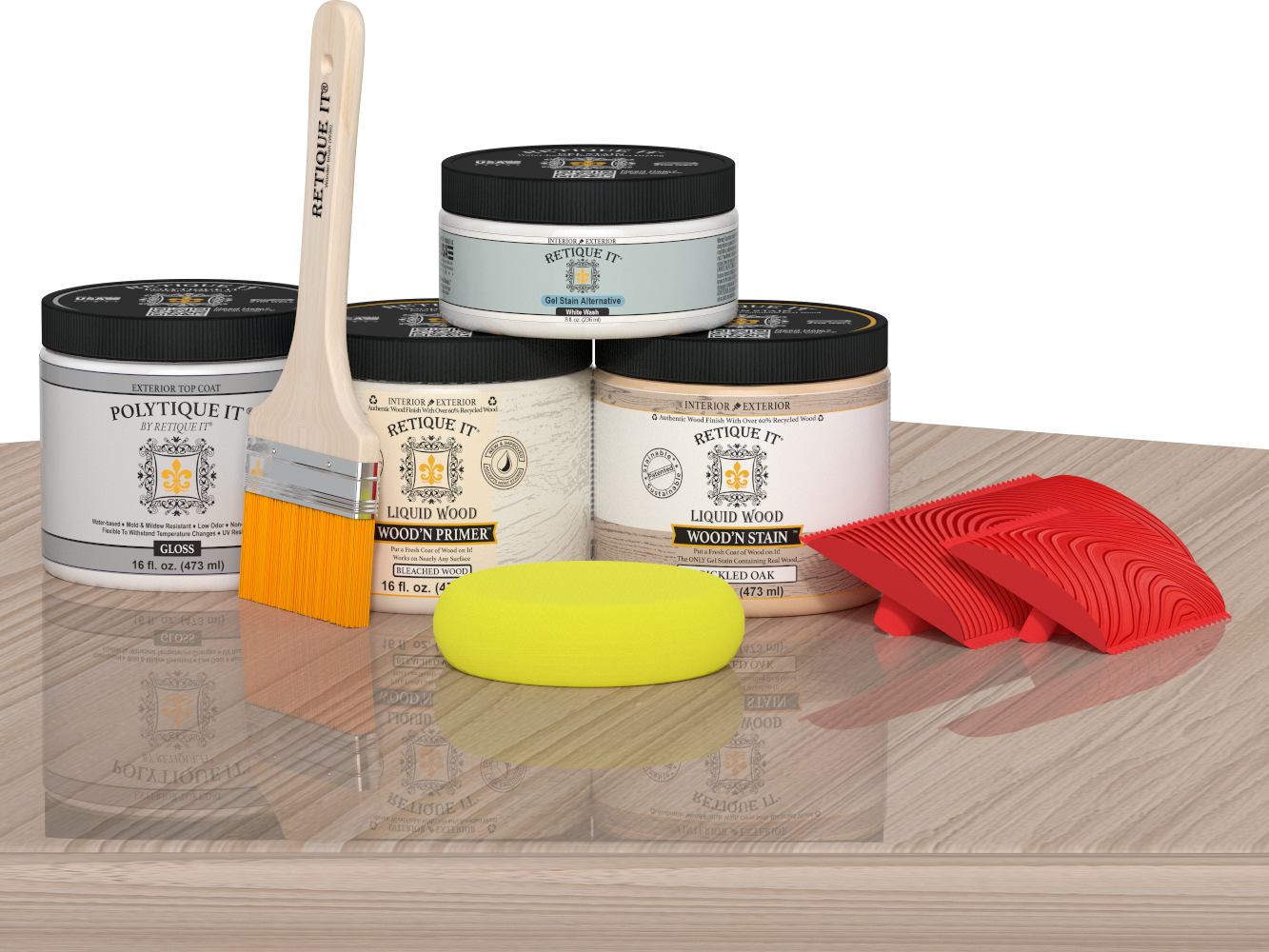 Wood'n Finish Front Door Kit - Sun Bleached — Gloss kit contents