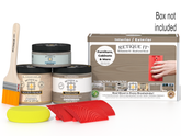 Retique It® Wood'n Kit in Weathered Wood finish, medium-sized package with wood finish products and tools for furniture restoration.