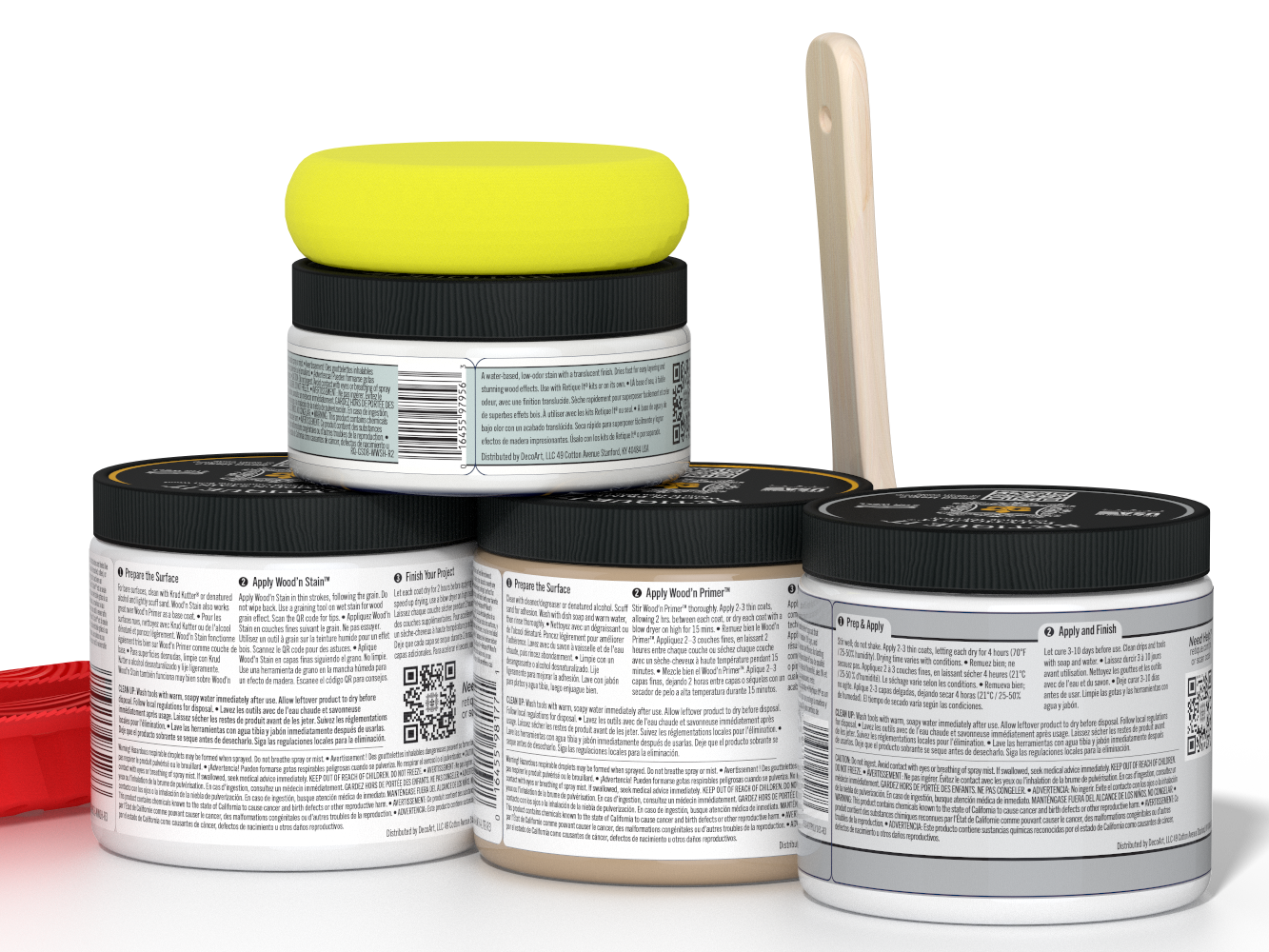 Retique It® Wood'n Finish Kit in White Wash for exterior wood projects, showing the back of the multi-purpose wood finish kit.