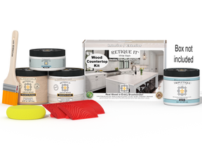 Retique It® White Wash countertop kit for kitchen islands, showing stained wood surface with a white wash finish.