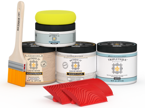 Retique It White Wash countertop kit for kitchen islands, featuring wood stain and finishing supplies in a natural wood appearance.