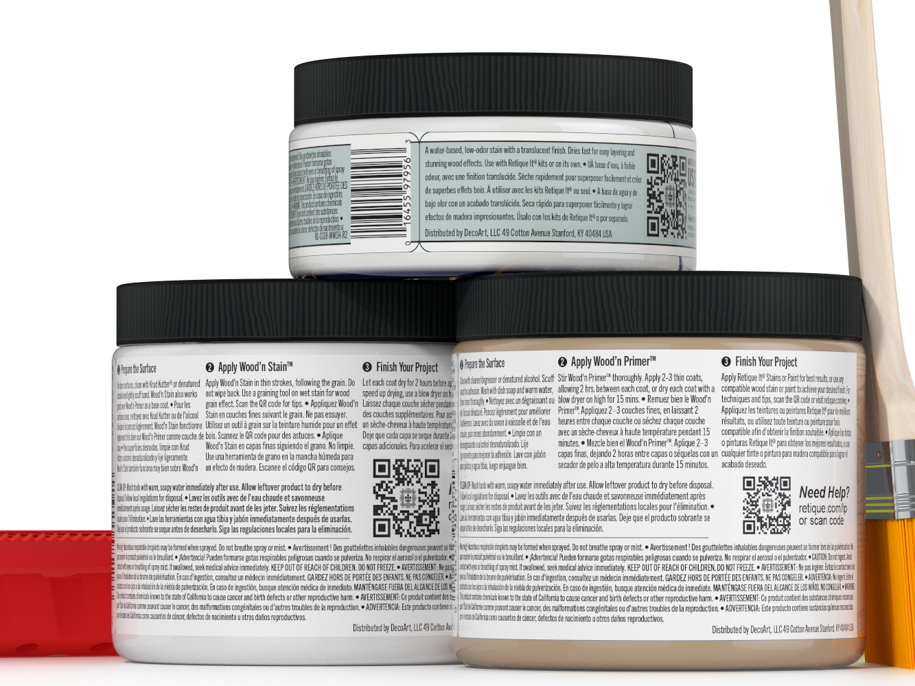 Back view of Retique It® Wood'n Finish Kits Multi-purpose Wood'n Kit in White Wash, showing the kit's components and packaging.