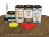 Retique It® Barn Wood countertop kit with matte stain applied to a full kitchen surface, showcasing rustic wood finish.