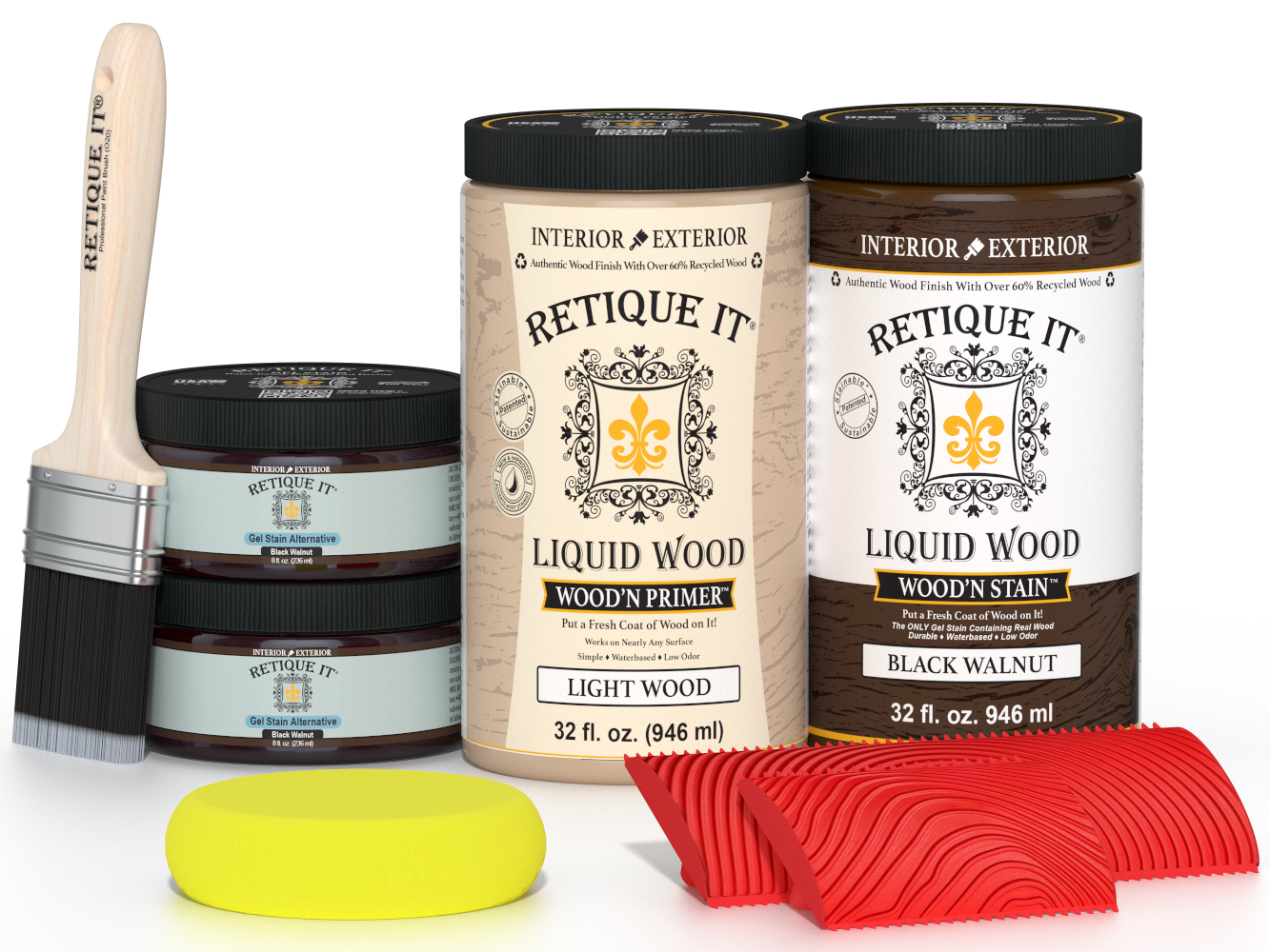 Large Black Walnut Wood'n Finish Kit by Retique It® for multi-purpose woodworking and finishing projects.