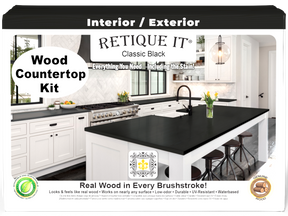 Retique It® full kitchen countertop kit in classic black stain, featuring a sleek, modern black surface for kitchen countertops.