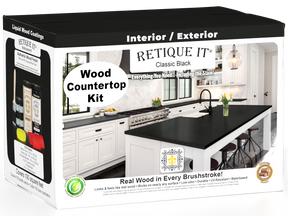 Retique It® Full Kitchen countertop kit with classic black stain, featuring a sleek black countertop for modern kitchen designs.